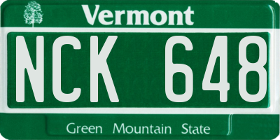 VT license plate NCK648