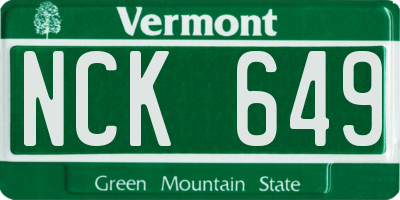 VT license plate NCK649