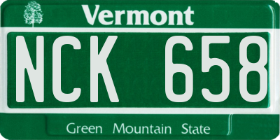 VT license plate NCK658