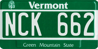 VT license plate NCK662