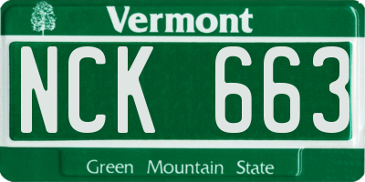 VT license plate NCK663