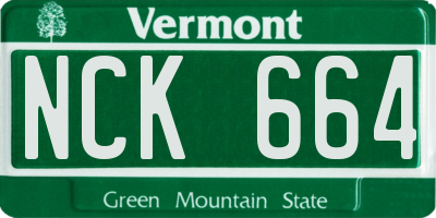 VT license plate NCK664