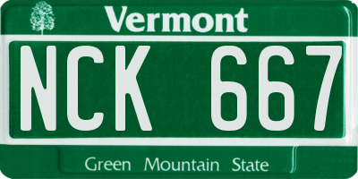 VT license plate NCK667