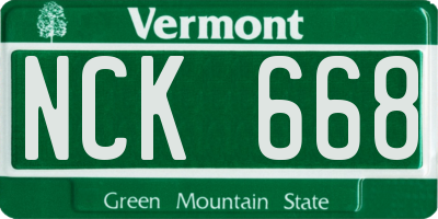 VT license plate NCK668