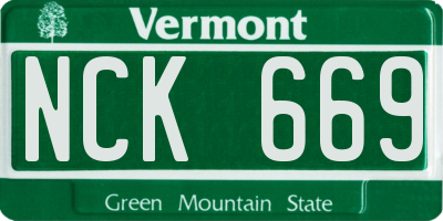 VT license plate NCK669