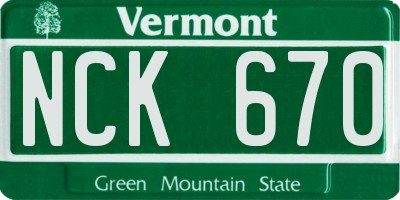 VT license plate NCK670