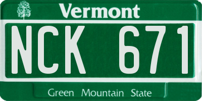 VT license plate NCK671