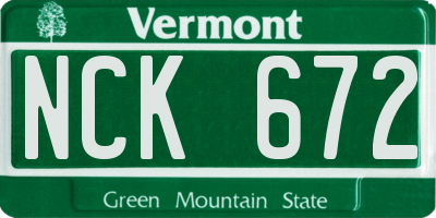 VT license plate NCK672