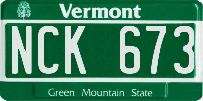 VT license plate NCK673