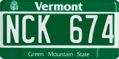 VT license plate NCK674