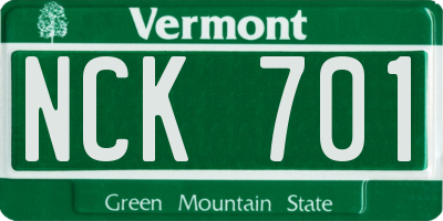 VT license plate NCK701