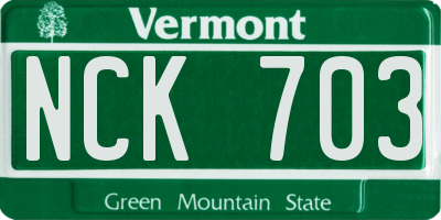 VT license plate NCK703