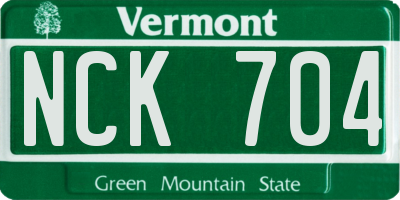 VT license plate NCK704