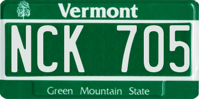 VT license plate NCK705
