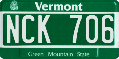 VT license plate NCK706