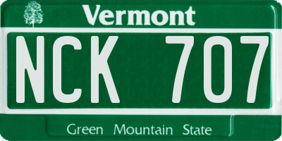 VT license plate NCK707