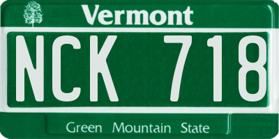 VT license plate NCK718