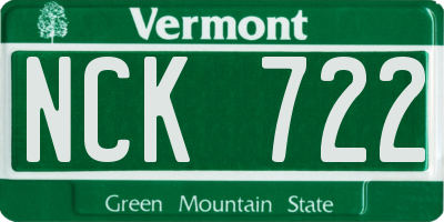 VT license plate NCK722