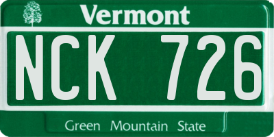 VT license plate NCK726