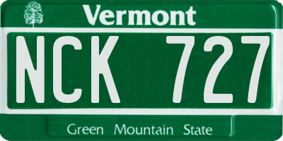 VT license plate NCK727