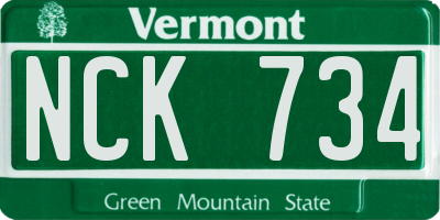 VT license plate NCK734