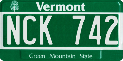 VT license plate NCK742