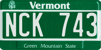 VT license plate NCK743