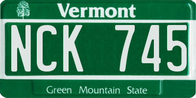 VT license plate NCK745