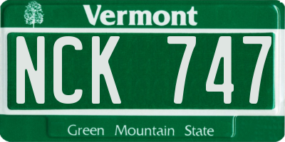 VT license plate NCK747