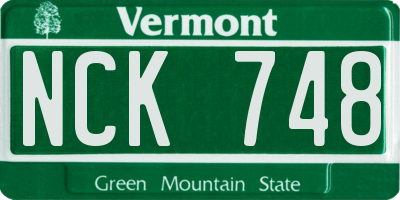 VT license plate NCK748