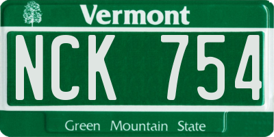 VT license plate NCK754
