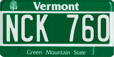 VT license plate NCK760