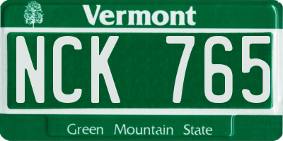 VT license plate NCK765