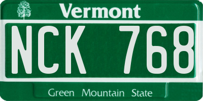 VT license plate NCK768