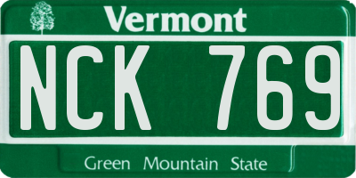 VT license plate NCK769