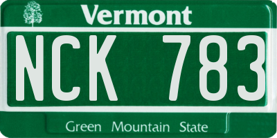 VT license plate NCK783