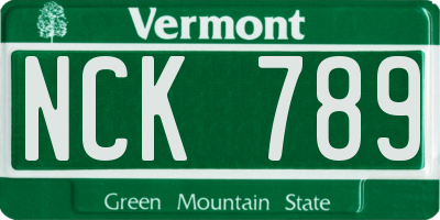 VT license plate NCK789