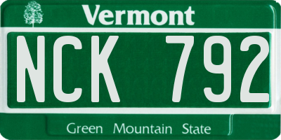 VT license plate NCK792