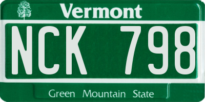 VT license plate NCK798