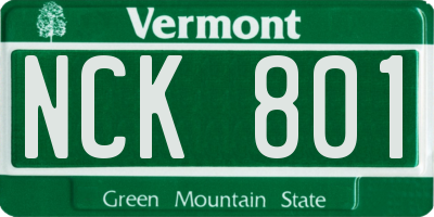 VT license plate NCK801