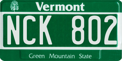 VT license plate NCK802