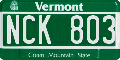 VT license plate NCK803