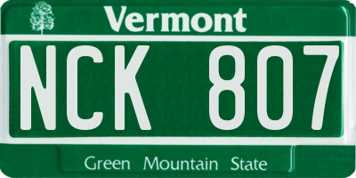 VT license plate NCK807