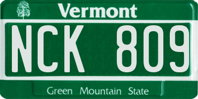 VT license plate NCK809