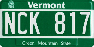 VT license plate NCK817