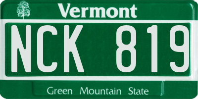 VT license plate NCK819