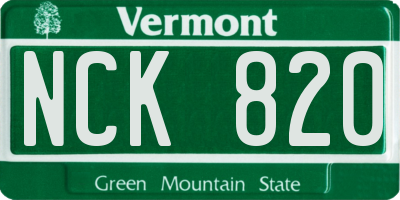 VT license plate NCK820