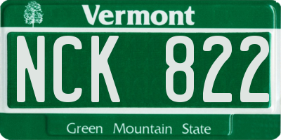 VT license plate NCK822