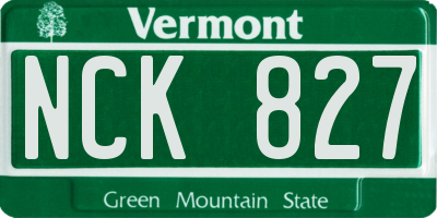 VT license plate NCK827