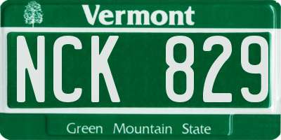 VT license plate NCK829